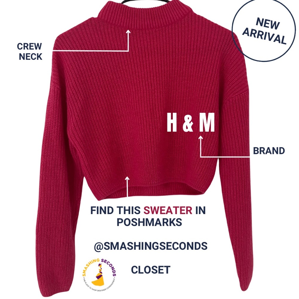 H&M Divided Hot Pink Mock Turtleneck/Crew Neck Sweater